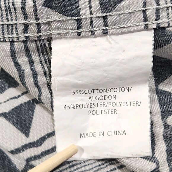 Molokai Surf Co Button Shirt Large Geo Print Hawaiian Tribal Cotton Blend Beach - Picture 7 of 11